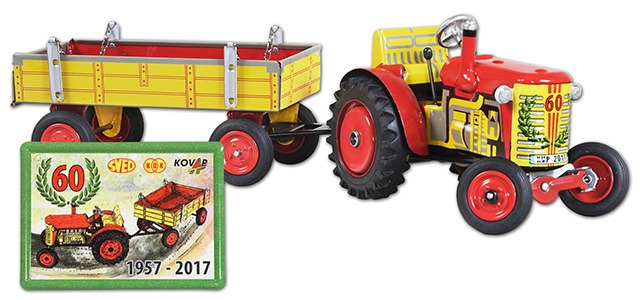 Kovap traktor Zetor červený - plastové disky