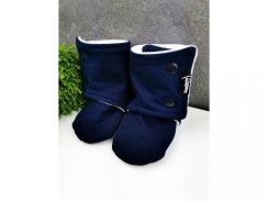 Vysoké capáčky s microfleesem - Blue Navy 9-12M