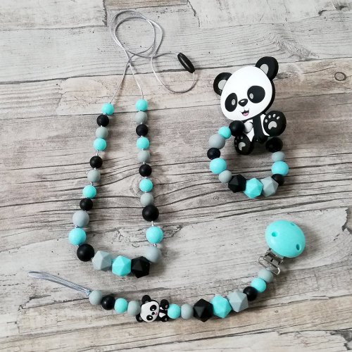 Kousátko, klip a kojící korále - Panda pro kluky
