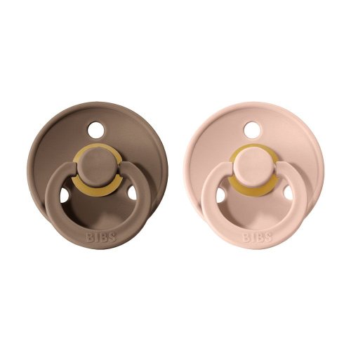 Bibs Colour dudlíky z kaučuku 2 ks - Dark Oak / Blush - Velikost: Velikost 1 ( 0 - 6 měsíců)