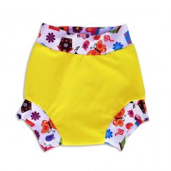 Swim nappy Klasické polyesterové plavky -Žluté s ptáčkem