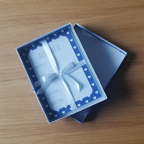 Krabička na milníkové kartičky - Proužkatá modro-bílá