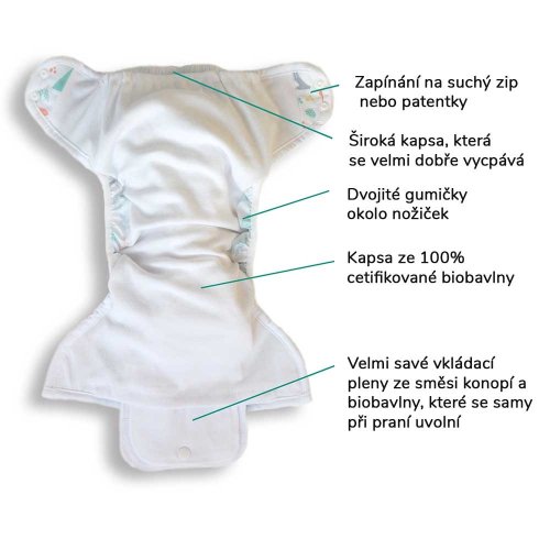 Thirsties Natural One Size Pocket Diaper na SZ - Ice Blue
