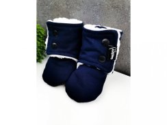 Zimní capáčky s beránkem - Blue navy