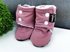 Zimní capáčky s beránkem - Old pink
