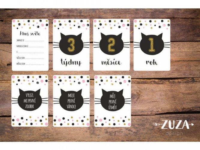 Milníkové kartičky pro holčičku - kočičky