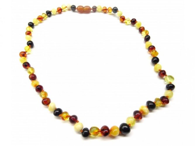 Jantarový náhrdelník pro ženy - Kulaté, leštěné korálky Multicolor