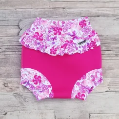 Swim nappy kojenecké neoprenové plavky s volánkem - Růžové s motýlky