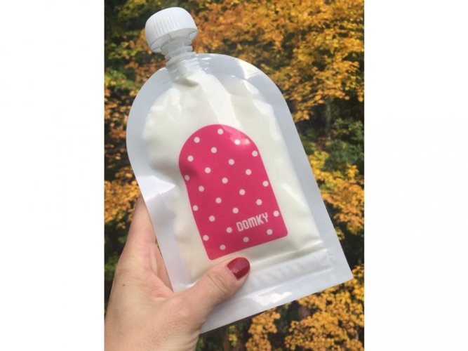 Domky klasická plnitelná kapsička - Růžový puntík 140 ml - 1 ks