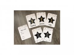 Milníkové kartičky pro holčičku (35 ks) - Šedo-růžové hvězdičky