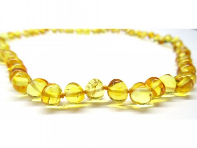 Jantarový náhrdelník pro ženy - Citronové, kulaté, leštěné kamínky
