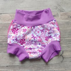 Swim nappy klasické polyesterové plavky - Fialkové s motýly
