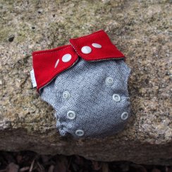 Jooppi Newborn wool cover - Grey and Red