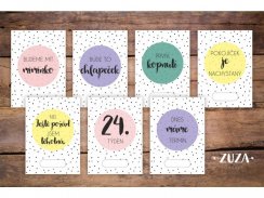 Těhotenské milníkové kartičky - barevné s puntíky (30 ks)