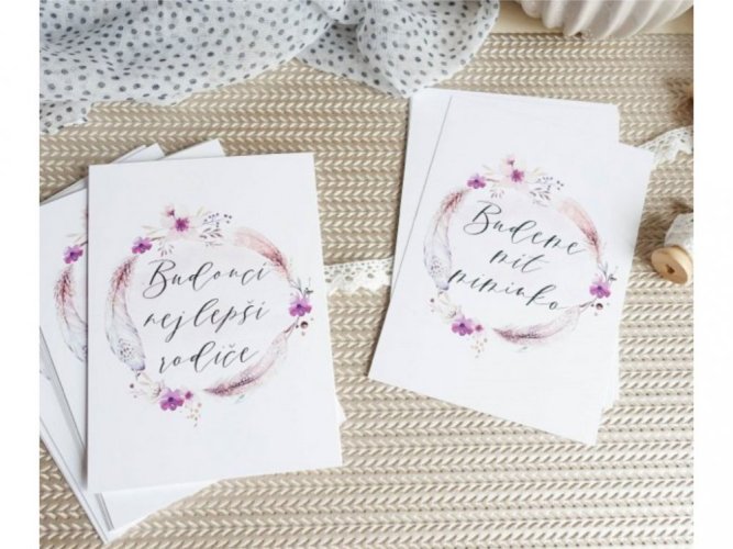 Těhotenské milníkové kartičky - Boho Fialkové (30 ks)