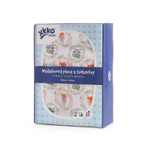 Kikko Biobavlněná plena XKKO Organic 120x120 Fox&Raccoon