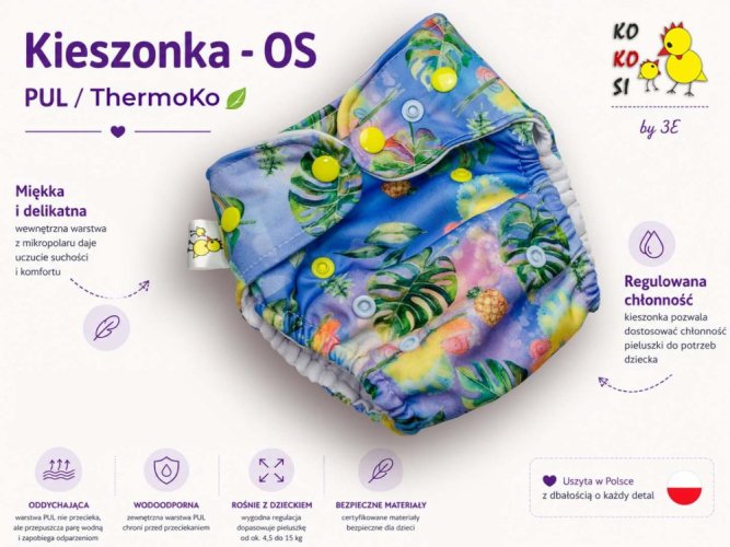Kokosi kapsová plenka Coolmax One Size - Chameleoni