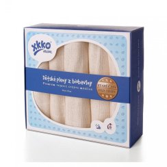 Kikko Dětské pleny z biobavlny XKKO Organic 70x70cm Staré časy Natural 5 ks