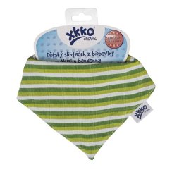 XKKO Dětský slintáček organic staré časy - Green stripes