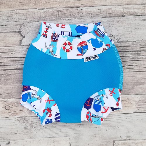 Swim nappy kojenecké neoprenové plavky - Tyrkysové s majákem - Velikost: M