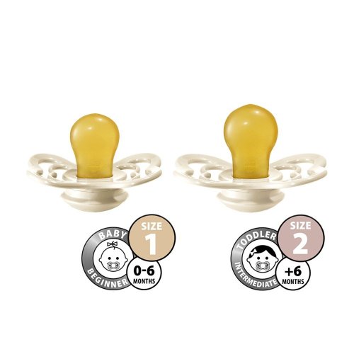 Bibs Supreme dudlíky z kaučuku 2 ks - Ivory / Blush - Velikost: Velikost 2 (6 - 18 měsíců)