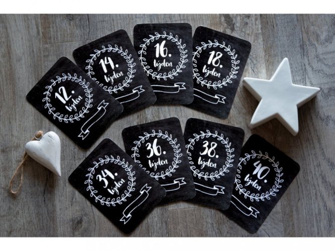 Těhotenské milníkové kartičky - Chalkboard (30 ks)