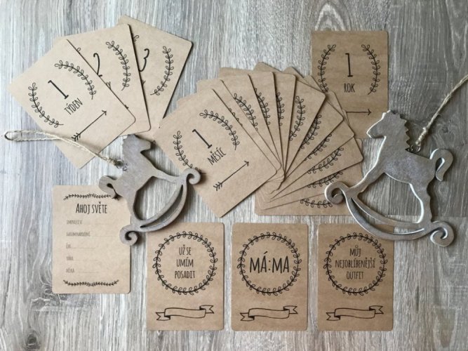 Milníkové kartičky pro miminko (35 ks) - Rustic (Unisex)