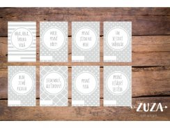 Pokračovací milníkové kartičky (35 ks) - Šedé (Unisex)