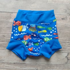 Swim nappy klasické polyesterové plavky - Modré s rybičkou