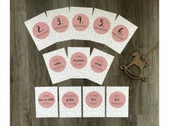 Pokračovací milníkové kartičky pro holčičku (35 ks) - Růžová s puntíky
