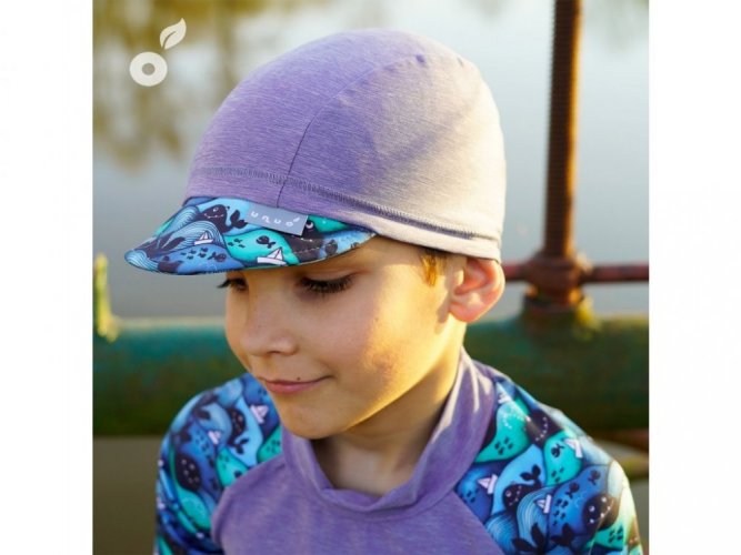 Unuo funkční čepice s kšiltem UV 50+ - Žíhaná holubičí šedá, mořský svět
