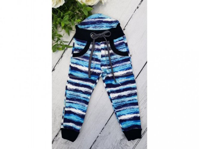 Kulišárny softshellové kalhoty zimní - Blue Bars - Velikost: 74/80