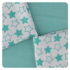 Bambusové ubrousky XKKO BMB 30x30 - Little Stars Turquise MIX