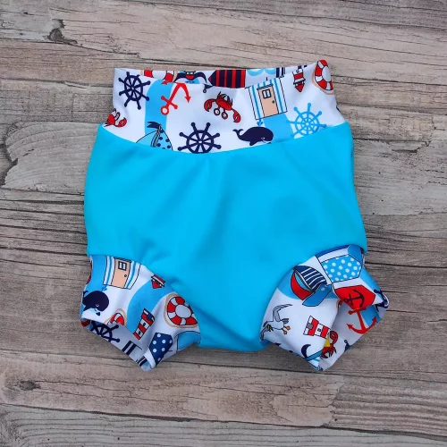 Swim nappy klasické polyesterové plavky - Tyrkys a maják