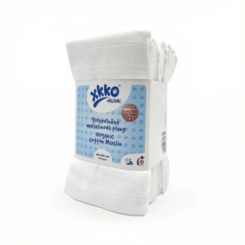 Dětské pleny z biobavlny XKKO Organic 60x60 Staré časy - Bílé
