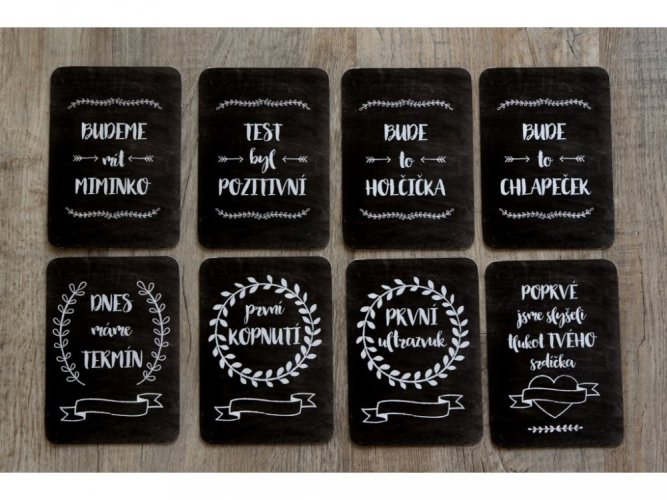Těhotenské milníkové kartičky - Chalkboard (30 ks)