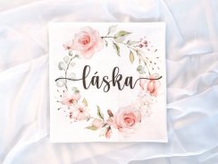 Biobavlněná čtvercová plena s textem " Láska " - Rosie