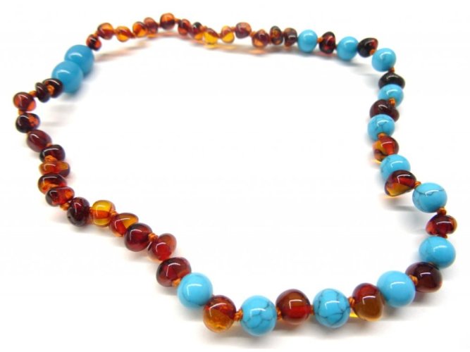 Jantarový náhrdelník pro ženy - Jantar a tyrkys