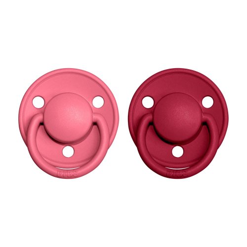 Bibs De Lux dudlíky z kaučuku 2 ks - Coral / Ruby - Velikost: Velikost 2 (6 - 18 měsíců)