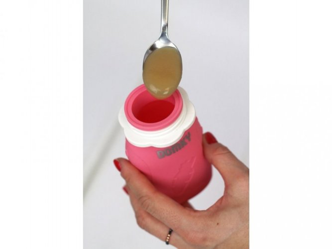 Domky plnitelná silikonová kapsička na jídlo - Růžová 180 ml