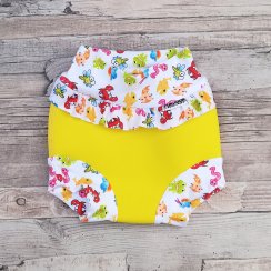Swim nappy kojenecké neoprenové plavky s volánkem - Žluté se zvířátky