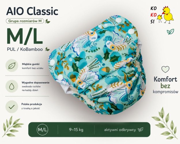 Kokosi AIO Pants velikost M/L - Spící ptáčci