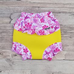 Swim nappy kojenecké neoprenové plavky s volánkem - Žluté s motýlky