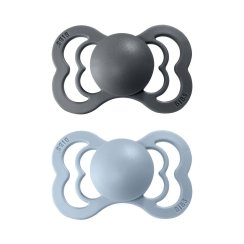 Bibs Supreme dudlíky z kaučuku 2 ks - Iron / Baby Blue