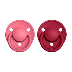 Bibs De Lux dudlíky z kaučuku 2 ks - Coral / Ruby