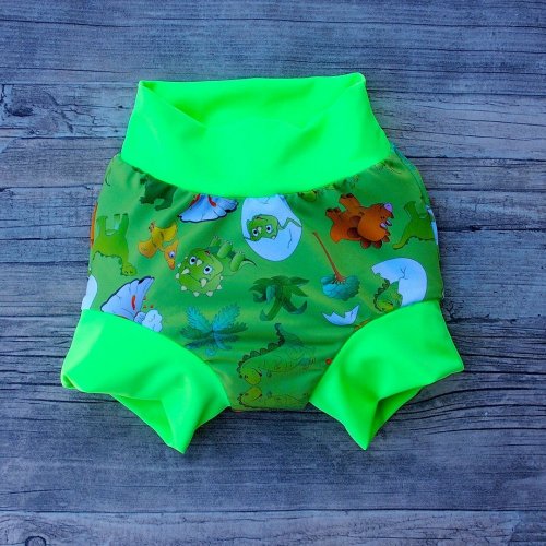 Swim nappy klasické polyesterové plavky - Dinosauři se zelenou - Velikost: M