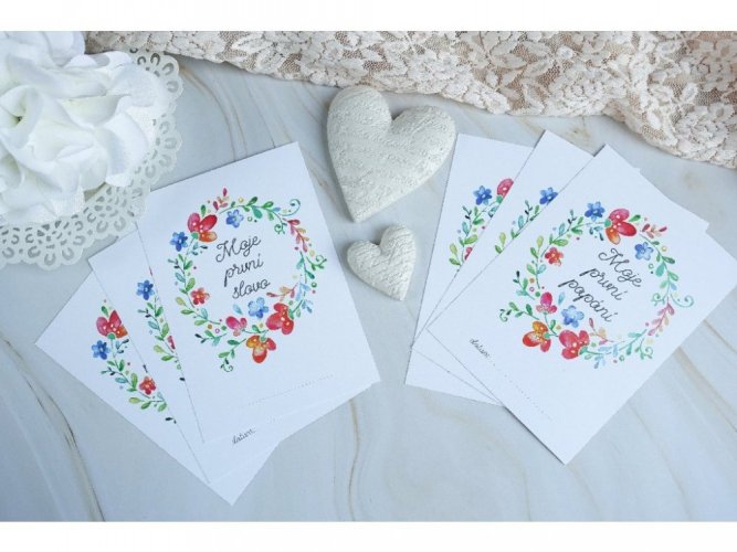 Milníkové kartičky unisex - Květinky