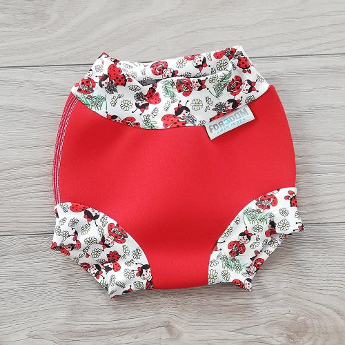 Swim nappy kojenecké neoprenové plavky - Červené s beruškami