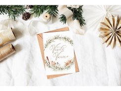 Vánoční otevírací přání s obálkou - Věnec