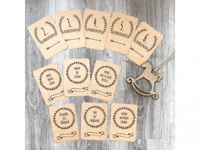 Pokračovací milníkové kartičky (35ks) - Rustic (Unisex)